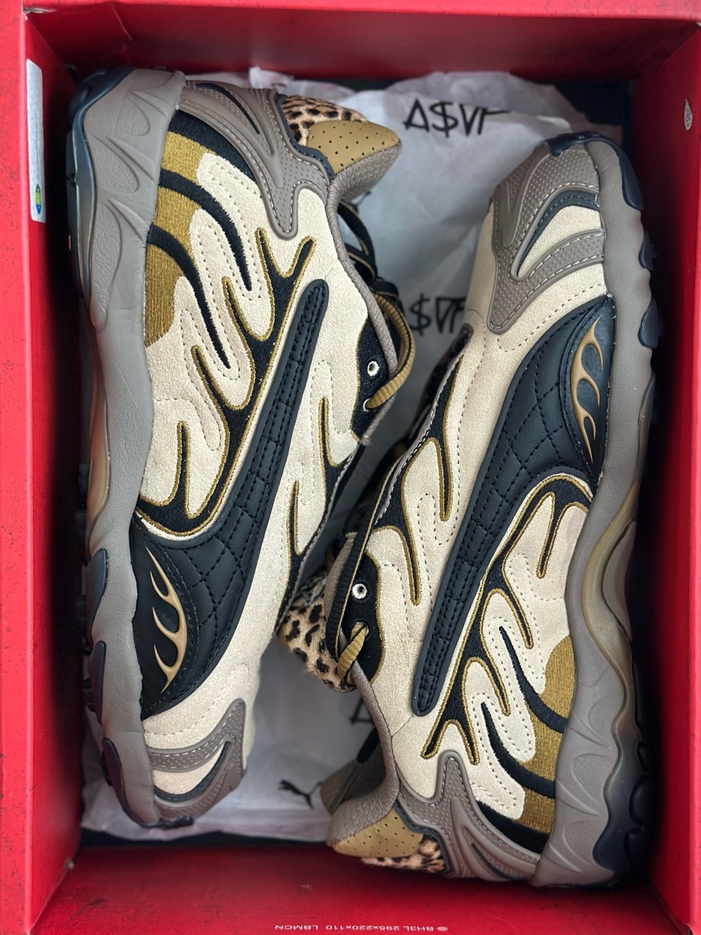 A$AP ROCKY x PUMA Inhale L Women’s 8.5 Sneakers In Toasted Almond/Black Leopard - Picture 7 of 9